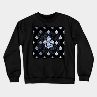 Fleur de Lys-Black & Silver Crewneck Sweatshirt